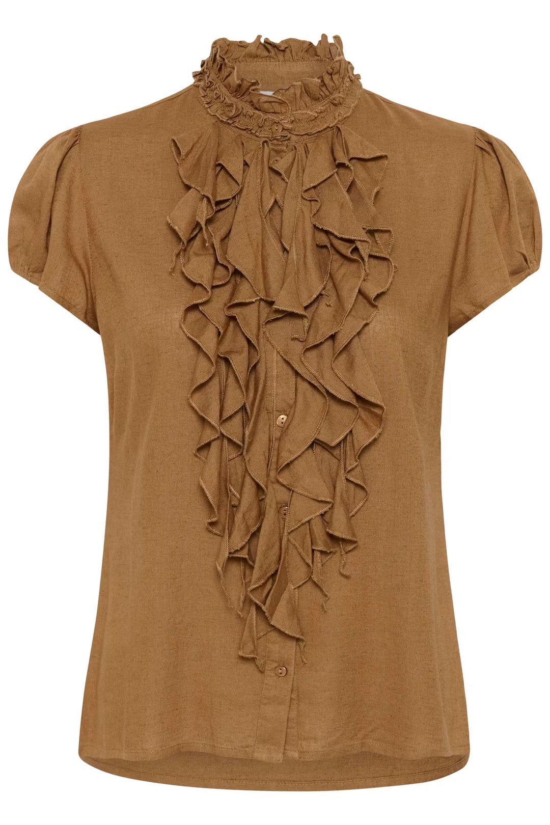 RUFFLE BLOUSE BROWN