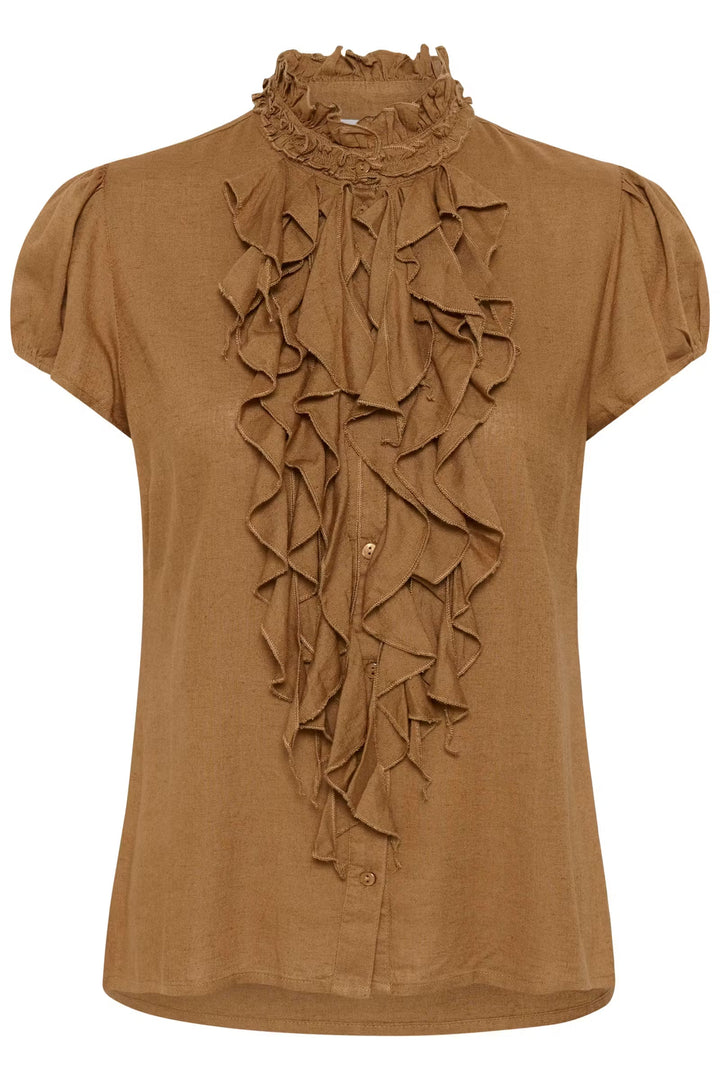 RUFFLE BLOUSE BROWN