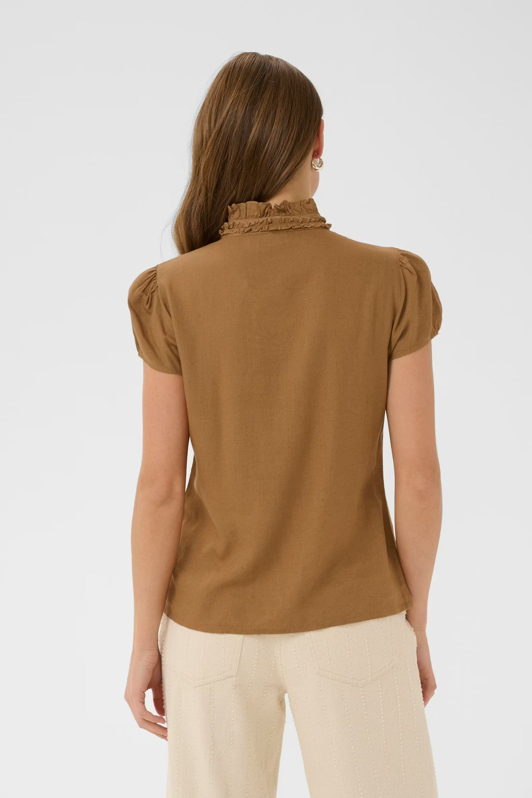 RUFFLE BLOUSE BROWN