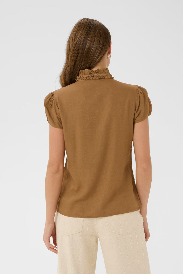 RUFFLE BLOUSE BROWN