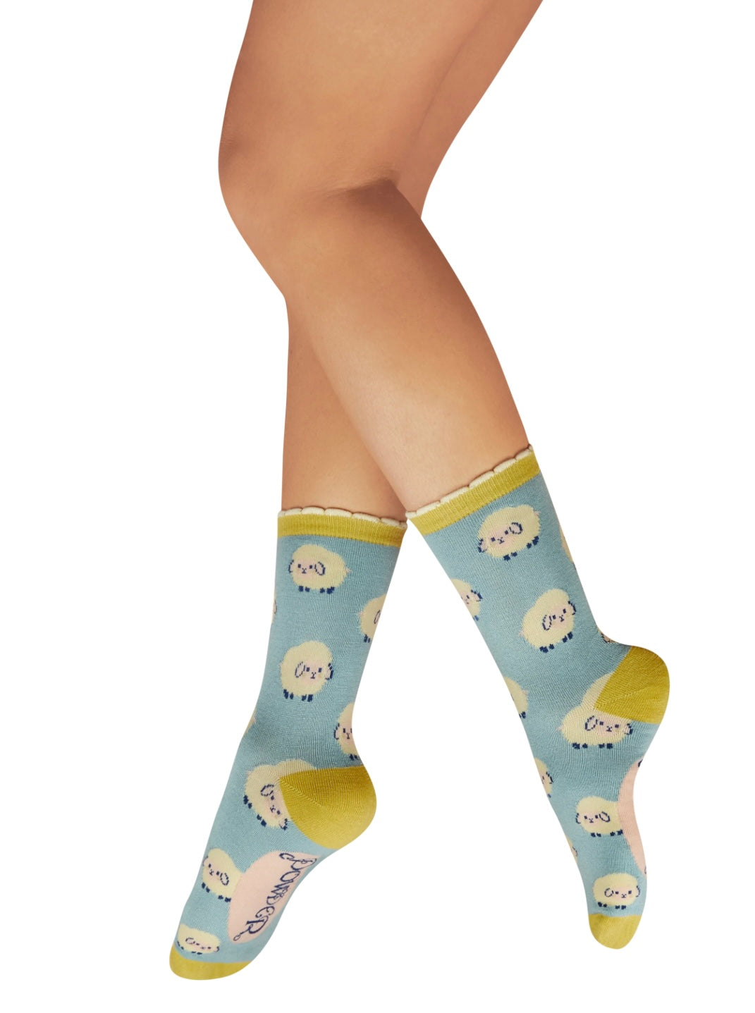 MARSHMALLOW SHEEP ICE BLUE ANKLE SOCKS SIZE 3-8