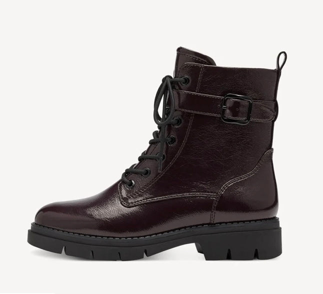 BORDEAUX RED PARENT CHUNKY LACE UP BOOT