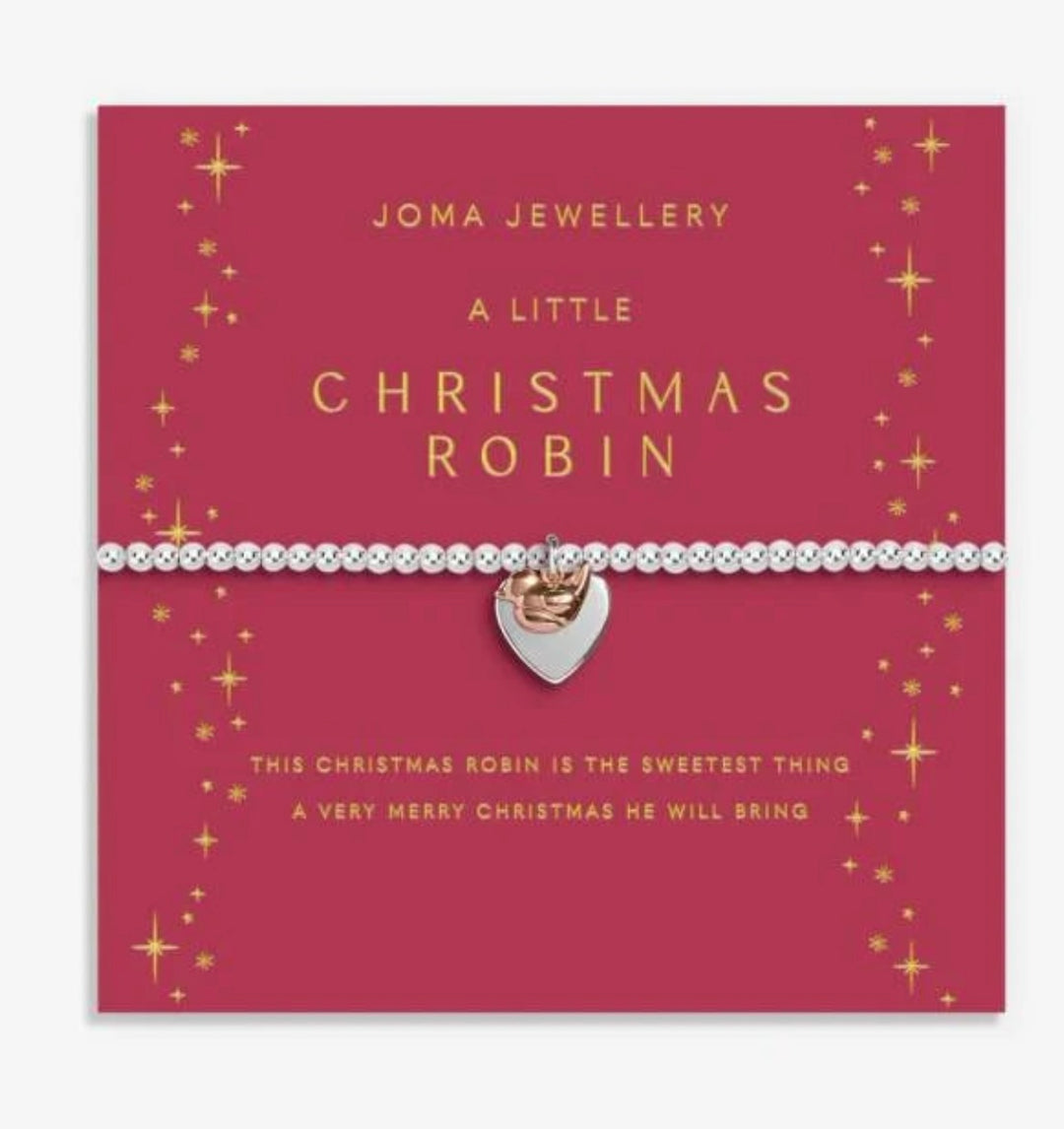 CHRISTMAS A LITTLE CHRISTMAS ROBIN SILVER PLATED BRACELET