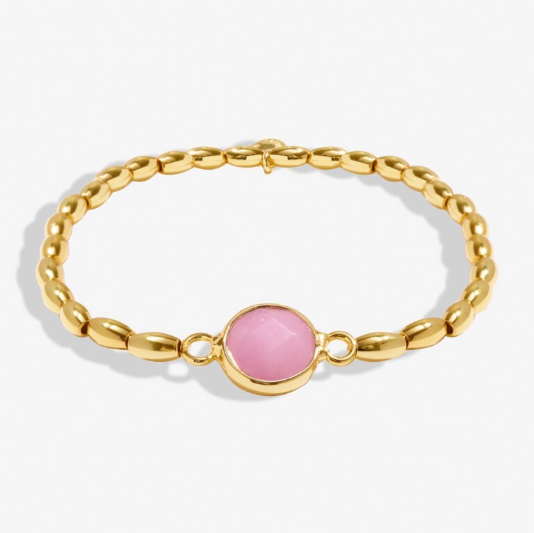 SERENITY STONES PINK JADE GOLD PLATED BRACELET