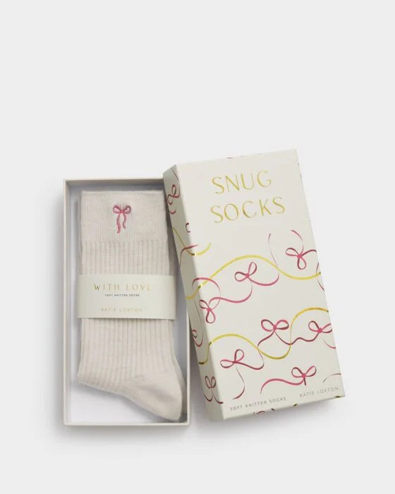 GIFT BOXED BOW SOCKS OFF WHITE ONE SIZE
