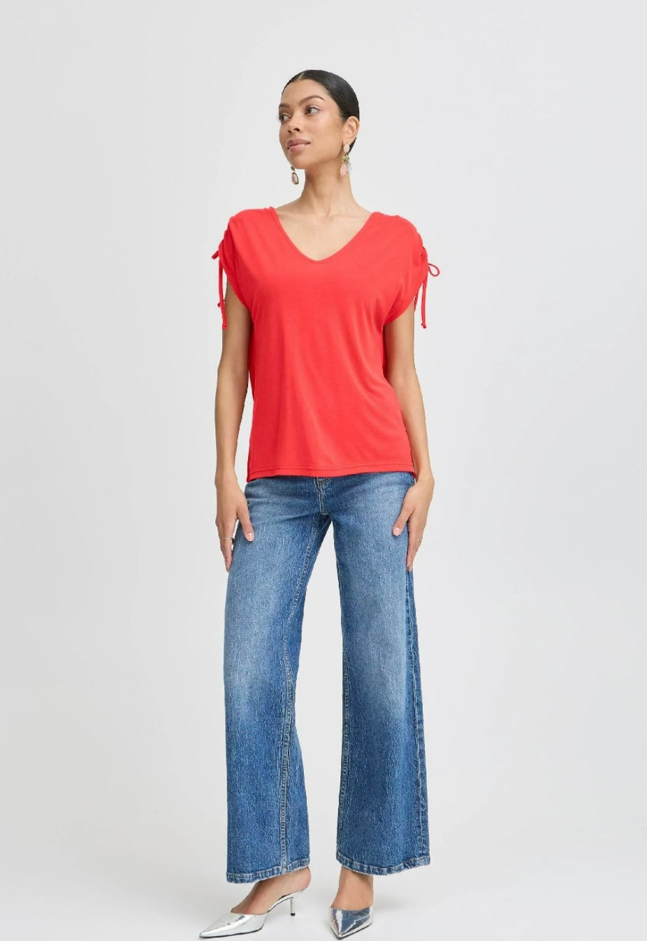 PERL STRAP T-SHIRT FLAME SCARLET