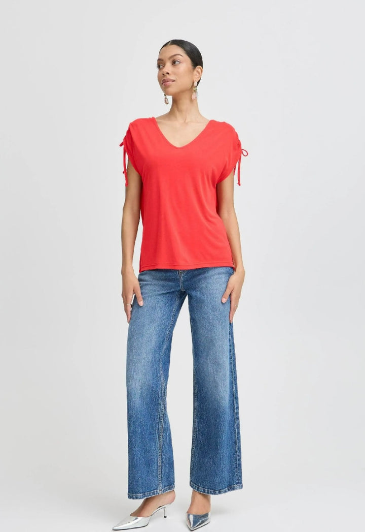 PERL STRAP T-SHIRT FLAME SCARLET