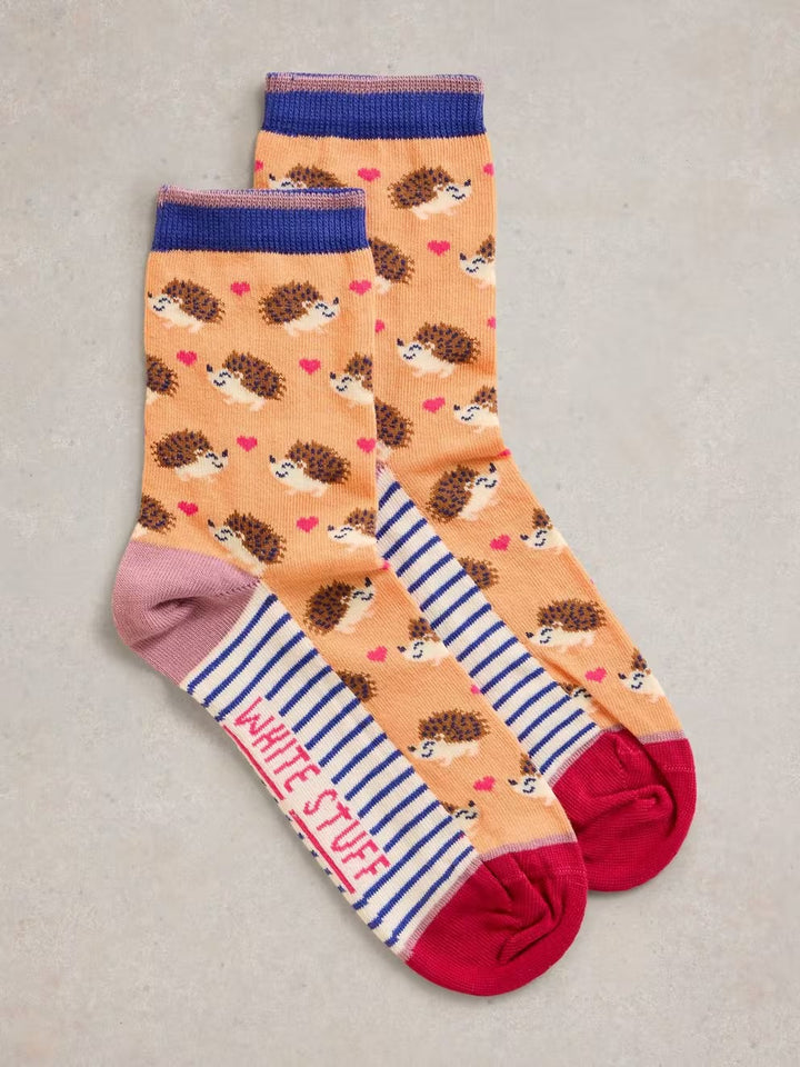 HEDGEHOG ANKLE SOCK ORANGE MLT SIZE 6-8