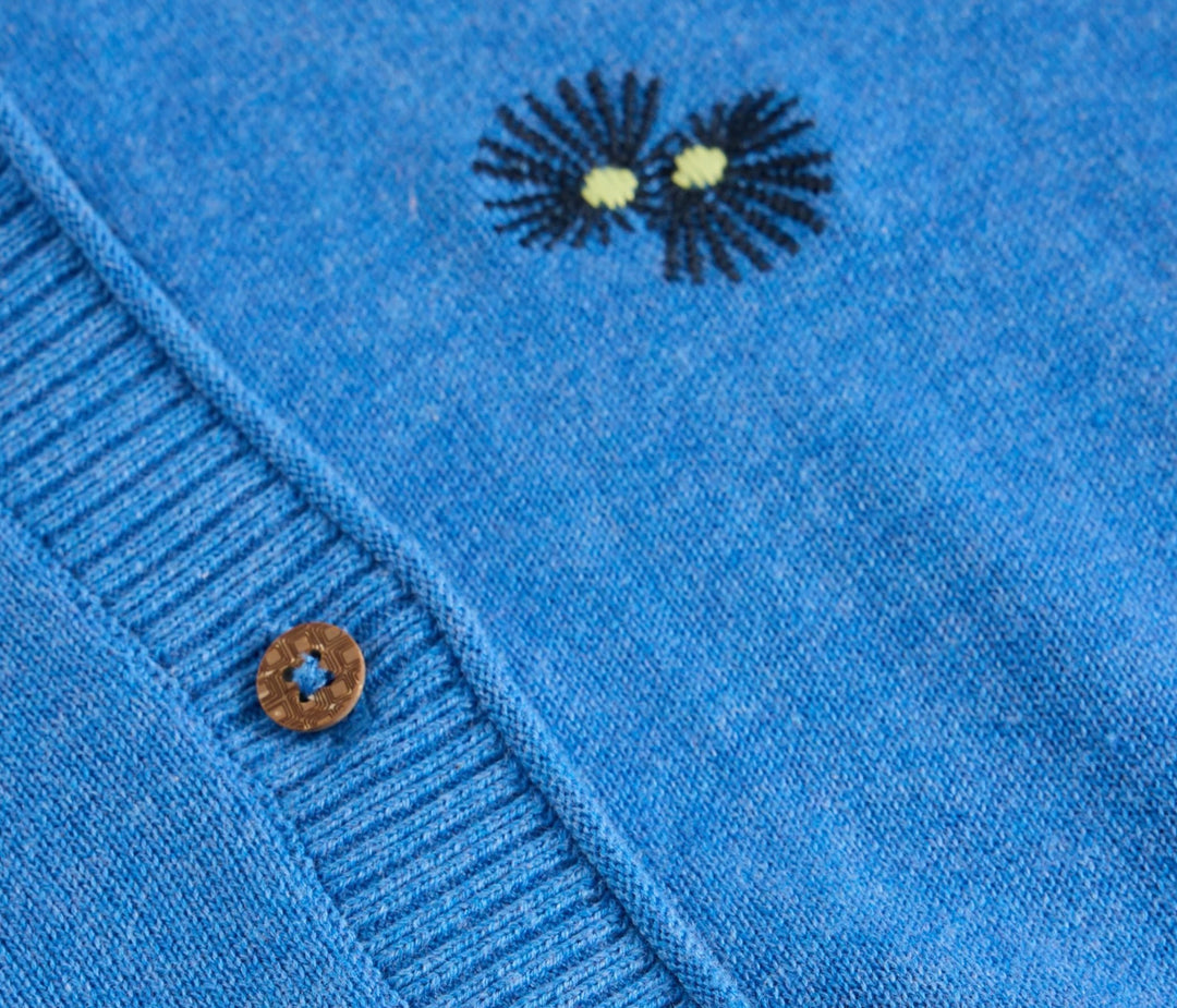 LULU EMBROIDERED CARDI BLUE MLT