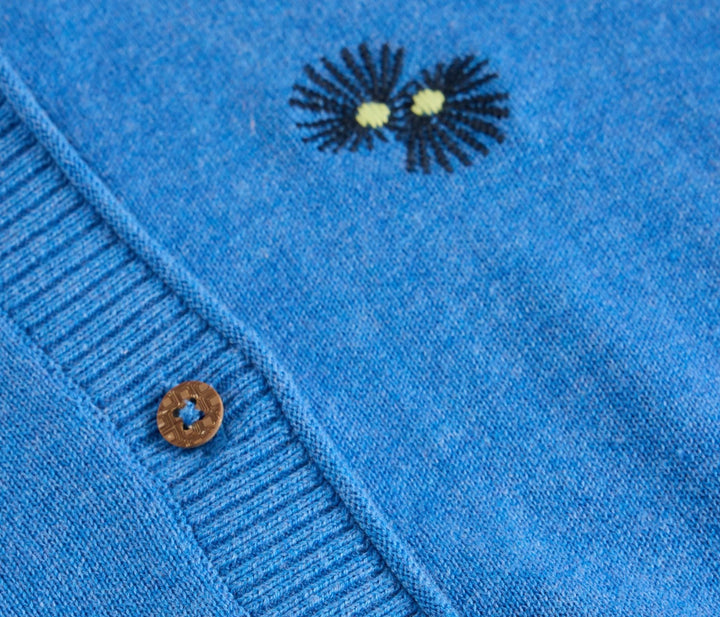 LULU EMBROIDERED CARDI BLUE MLT