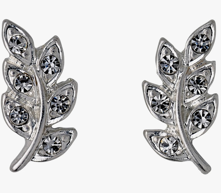 IMOGEN CRYSTAL LEAF EARRINGS SILVER PLATED
