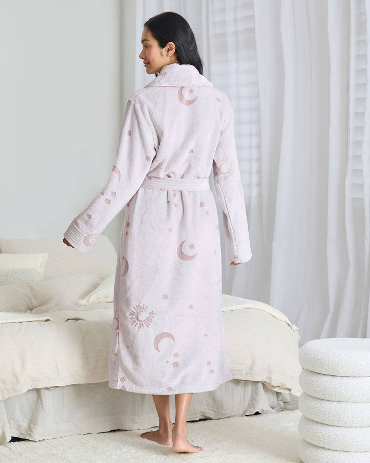 Fleece Burnout Cosmic Constellations Dressing Gown: UK 14