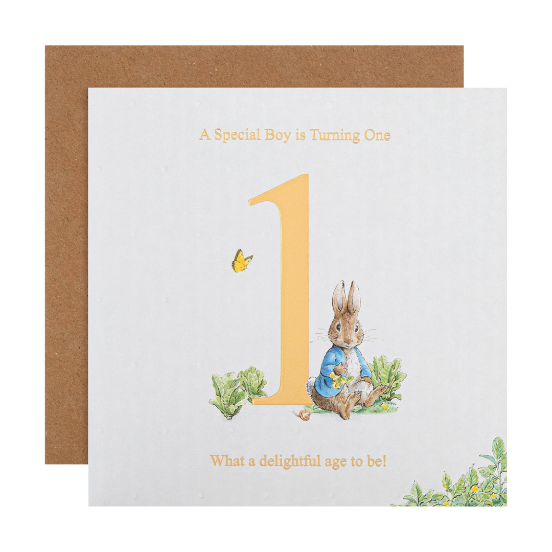 1st Birthday Card - Beatrix Potter's Peter Rabbit Design