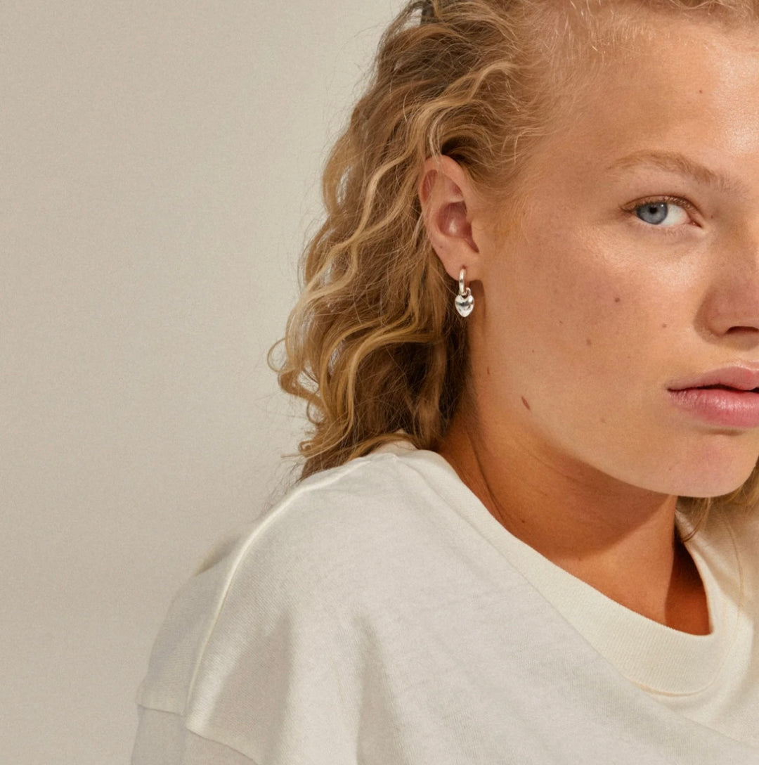 SOPHIA HEART HOOPS SILVER PLATED