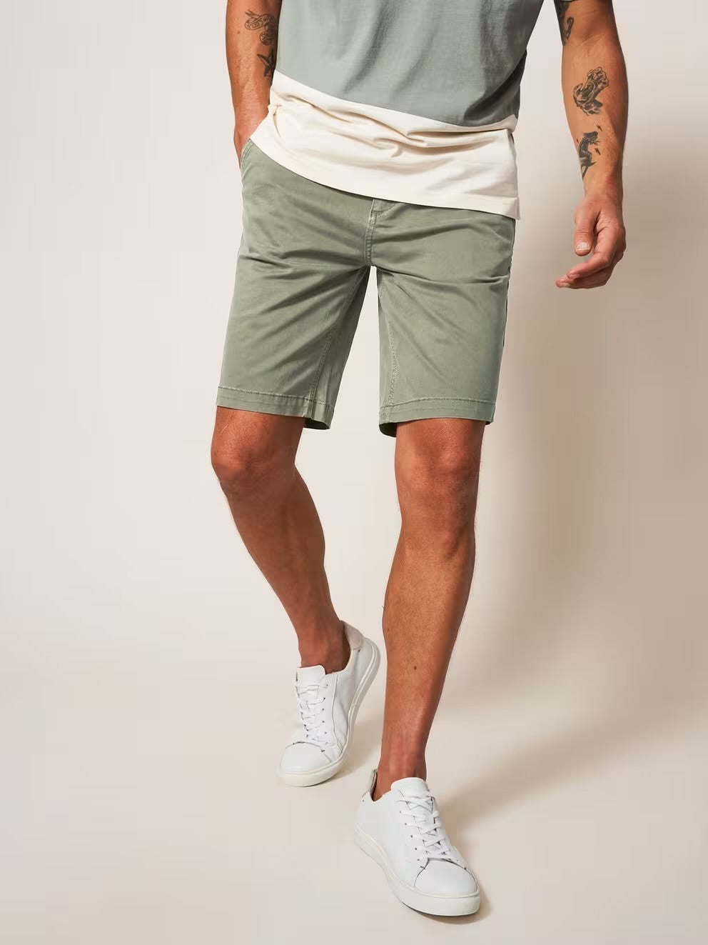 SUTTON ORGANIC CHINO SHORTS LIGHT GREEN