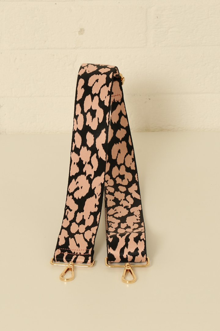 BLACK & PINK TWO TONE LEOPARD BAG STRAP