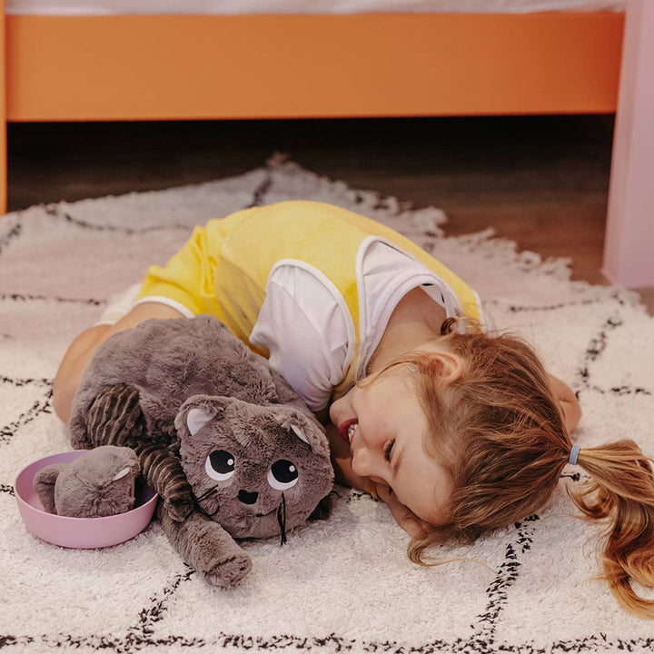 Les Ptipotos Charlie The Cat Mum & Baby Brown Grey