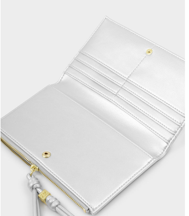 ARDEN LARGE BRAIDED WRISTLET PURSE | SILVER