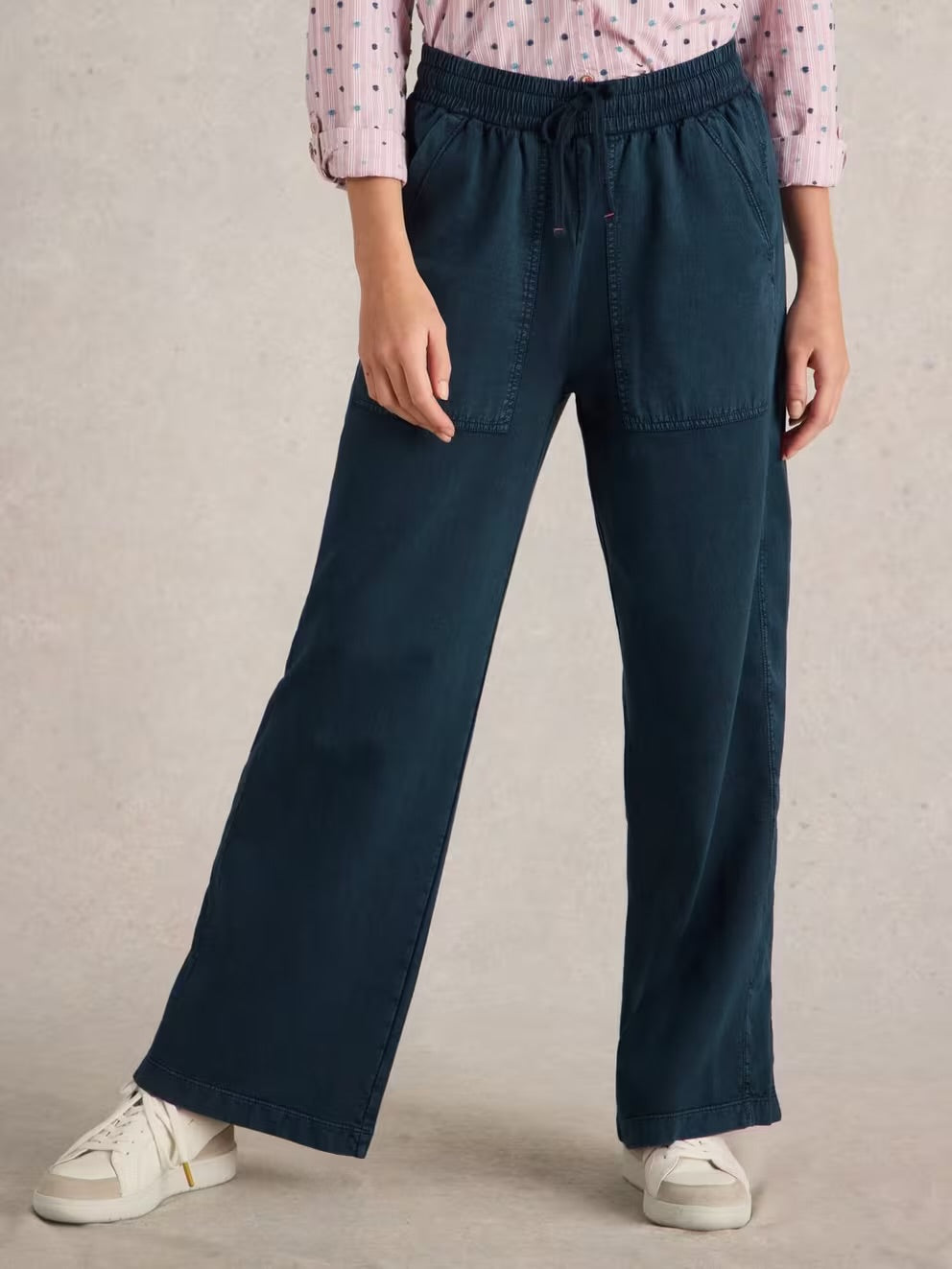 AVA WIDE LEG JERSEY JOGGER MID DENIM