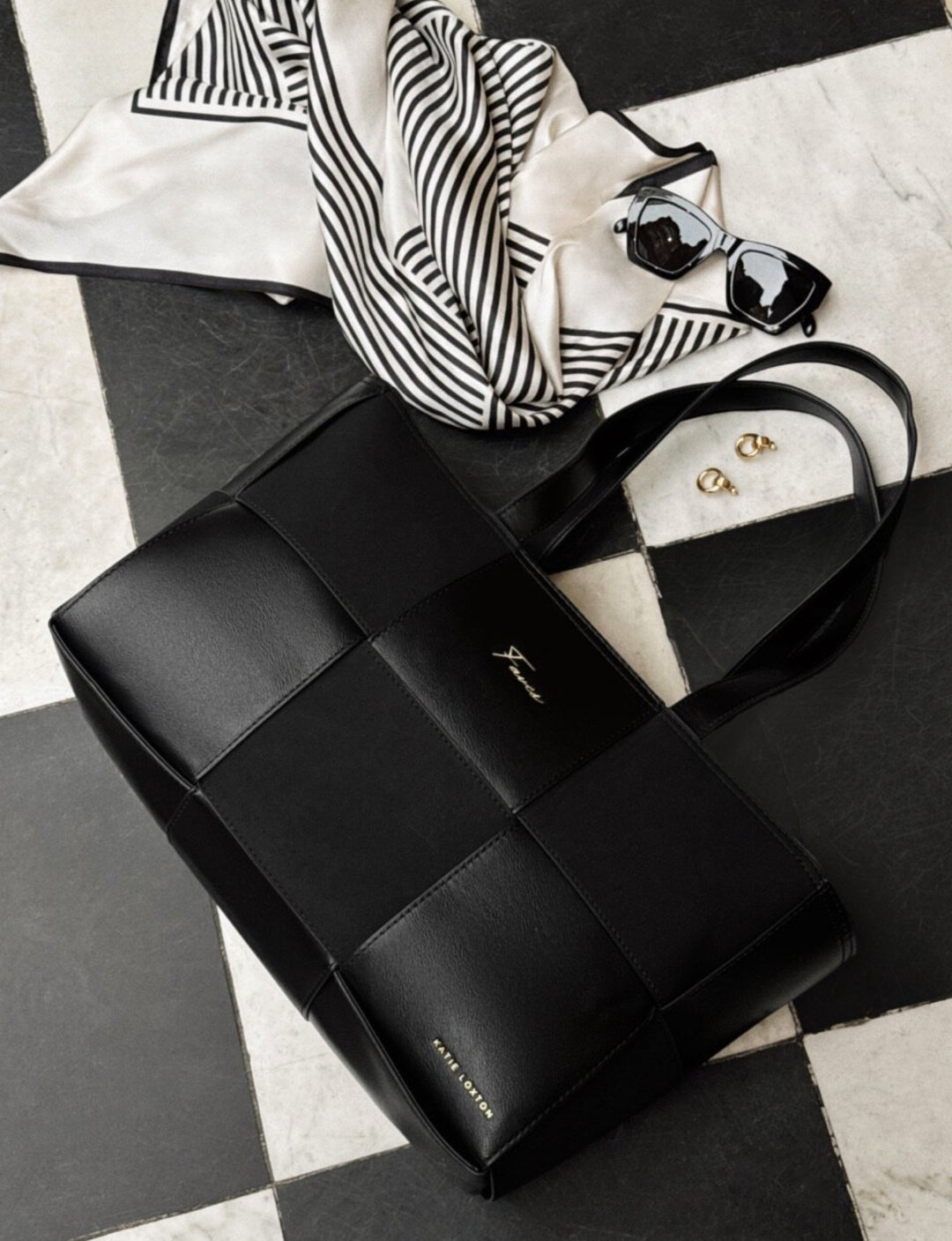 TAYA WOVEN SUEDETTE TOTE BAG | BLACK