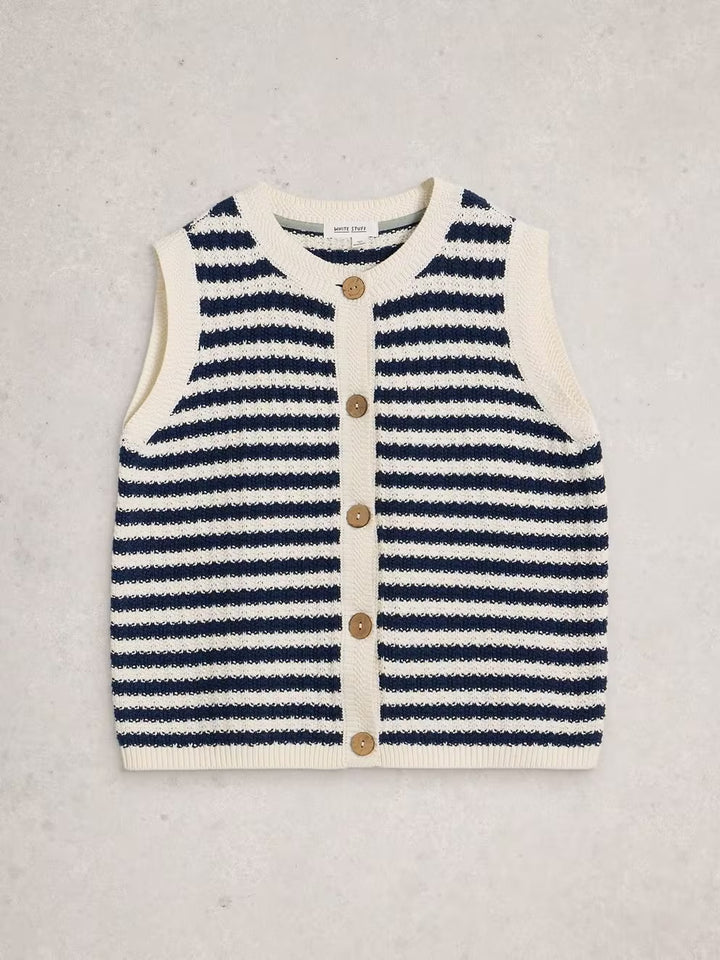 SIENNA STRIPE BUTTON TANK NAVY MULTI