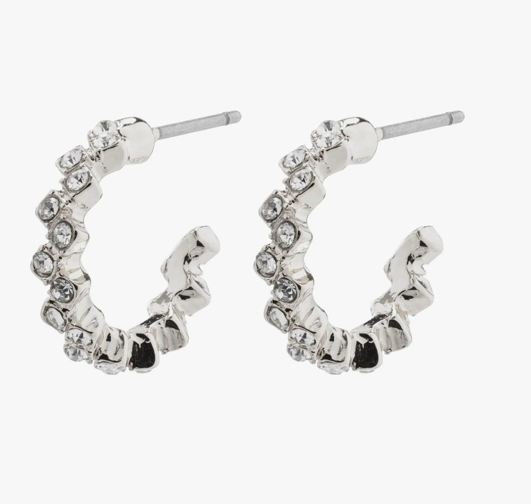 ESTER CRYSTAL HOOP EARRINGS SILVER PLATED