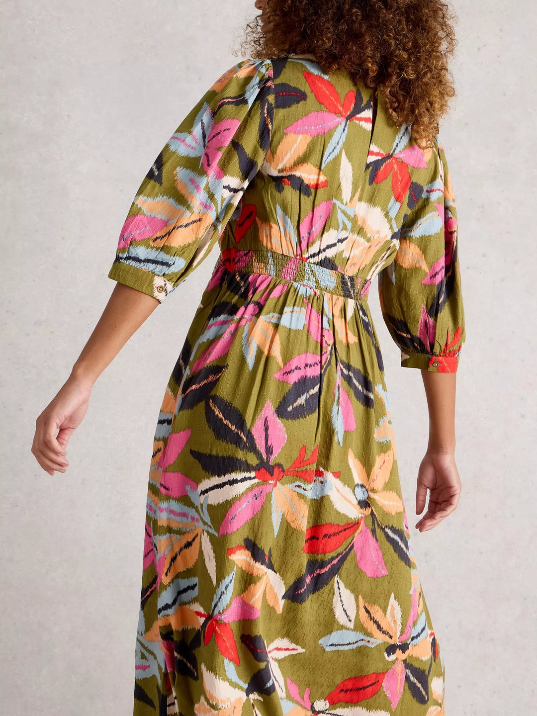 GREEN MULTI LUCY MIDI DRESS