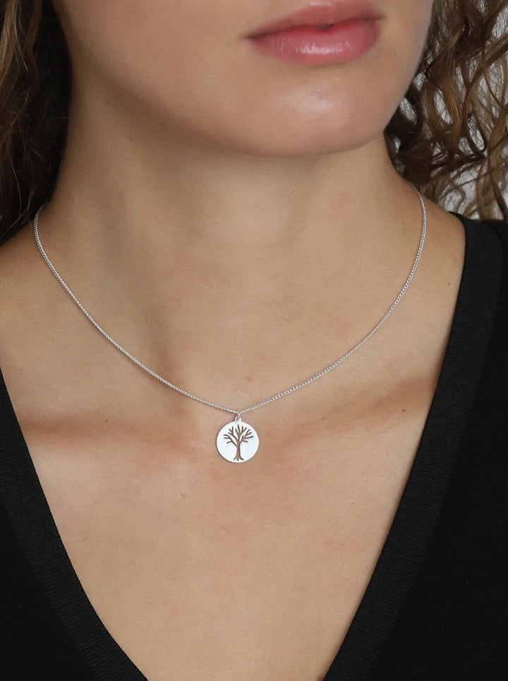 ELIN RECYCLED SILVER PLATED COIN PENDANT NECKLACE