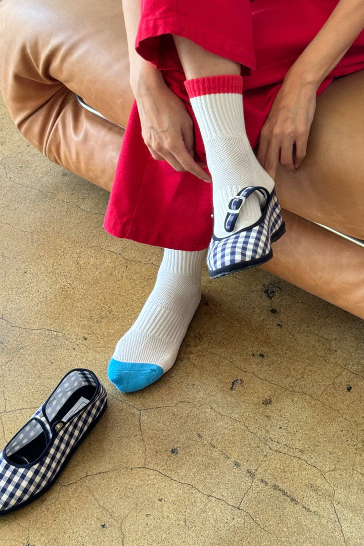 Color Block Girlfriend Socks : Blue Red