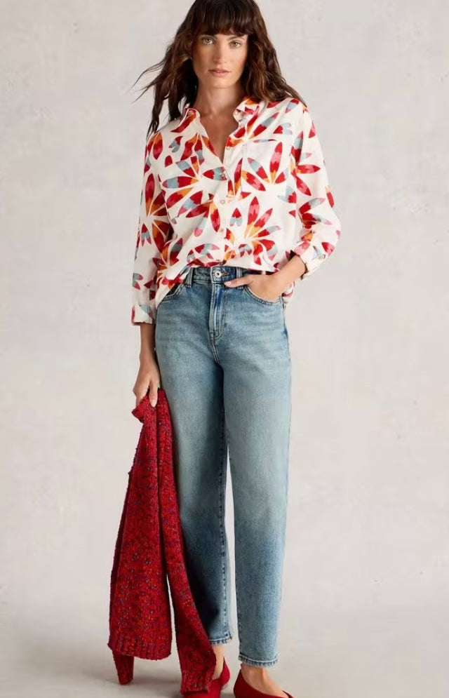 SOPHIE ORGANIC COTTON SHIRT IVORY PRINT