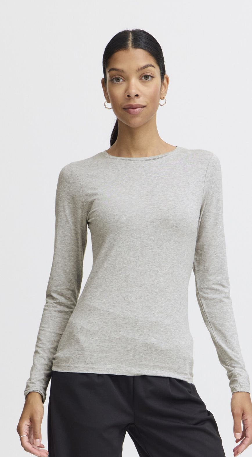 PAMILA LS T-SHIRT MID GREY MELANGE