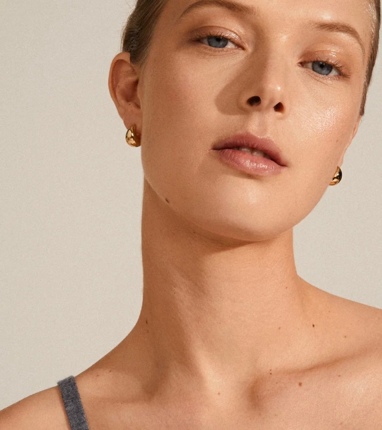 ALEXANE RECYCLED GOLD PLATED CHUNKY MINI HOOP EARRINGS