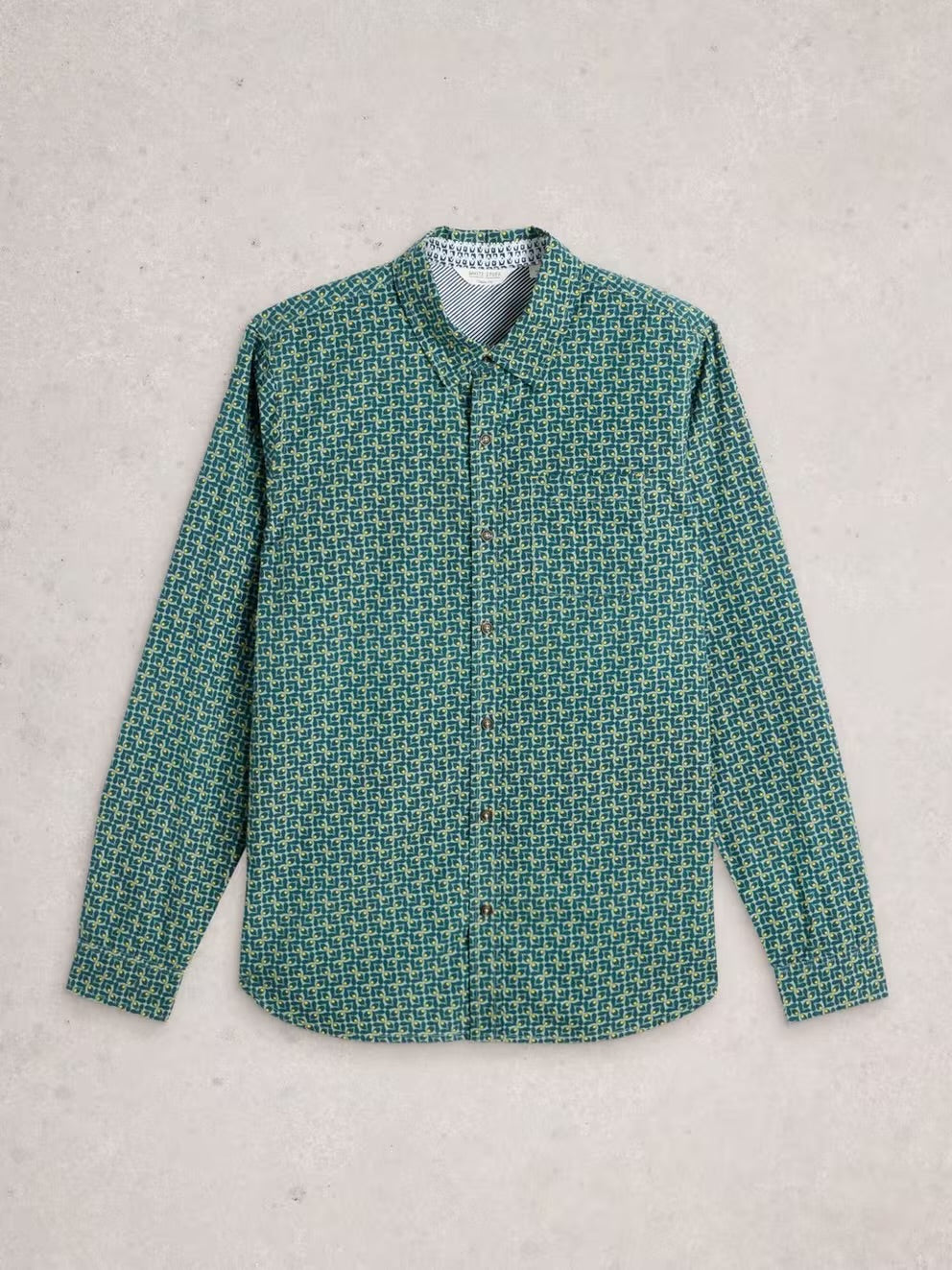 FINSBURY RETRO PRINT SHIRT TEAL PRINT