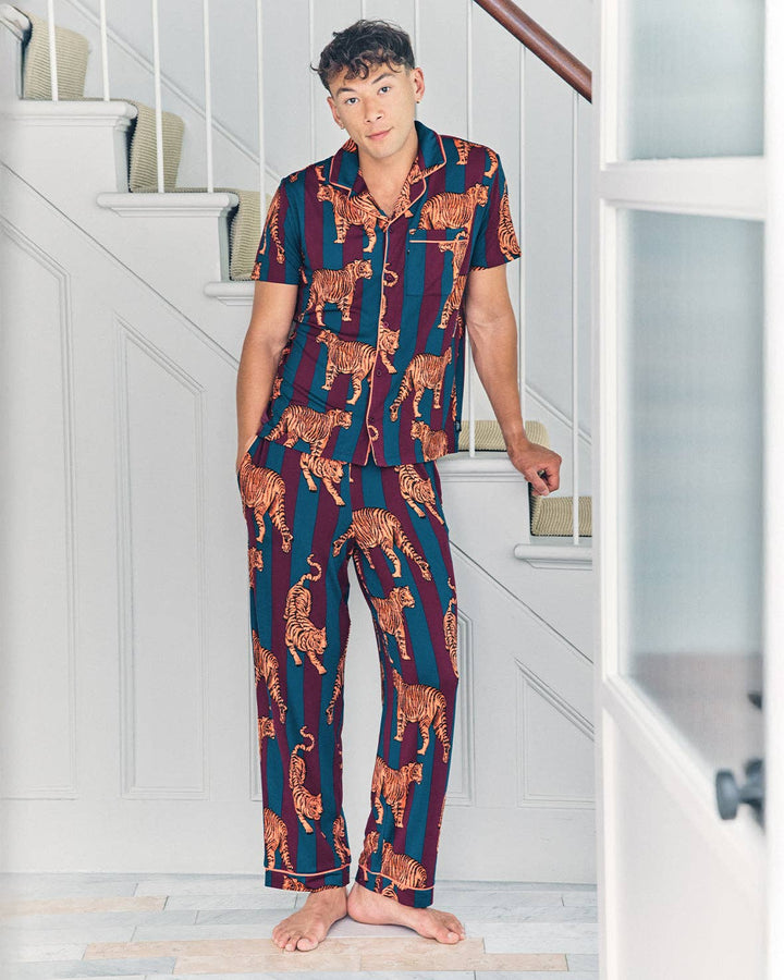 Tiger Stripe Print Long Pyjama Set: M