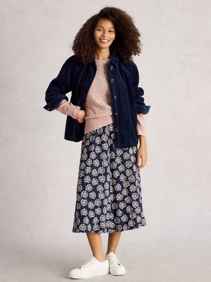 MEGAN JERSEY DRESS NAVY PRINT