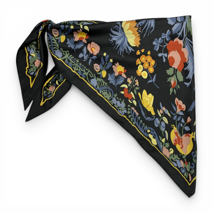 Triangle Silky Flower Scarf: Cream
