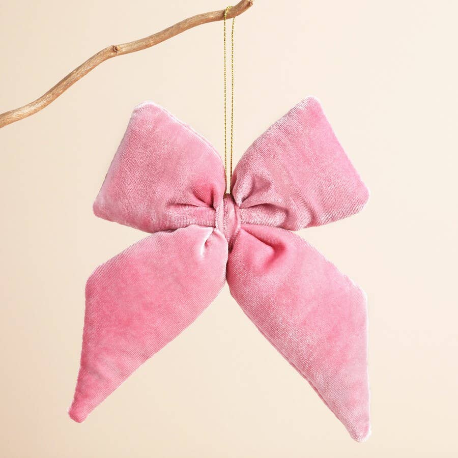 Velvet Bow Hanging Decoration: Pink