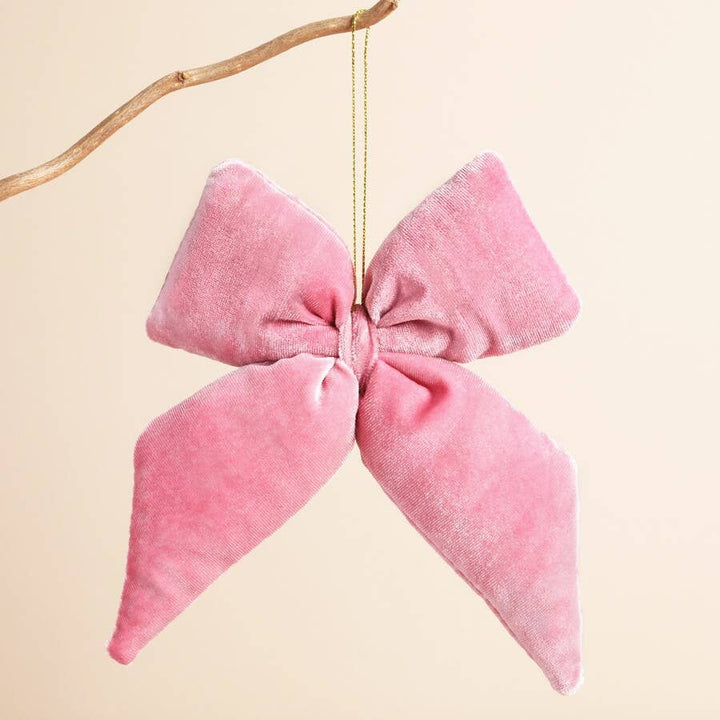 Velvet Bow Hanging Decoration: Pink