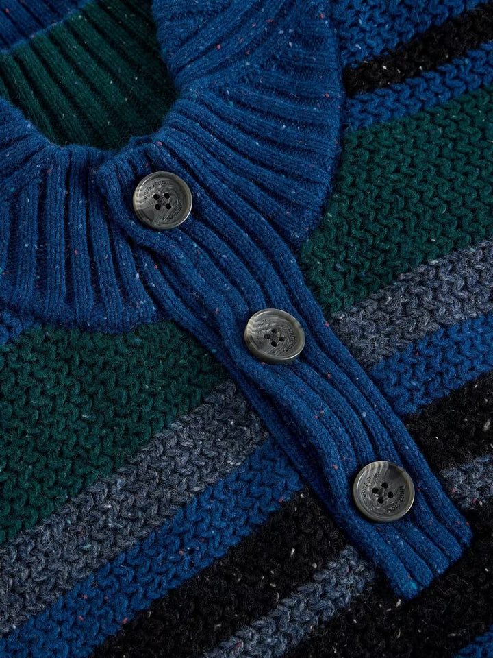 BERKLEY BUTTON NECK STRIPE BLUE MLT