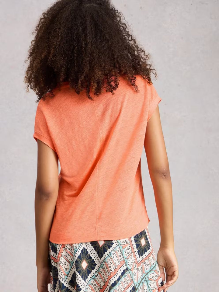 IRIS LINEN TEE MID CORAL