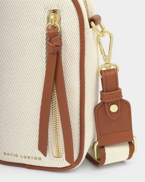 HALLIE SMALL CROSSBODY BAG COGNAC / CANVAS
