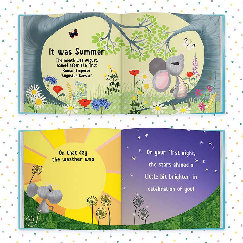 Born In August Gift Book | Baby Shower Gift | Personalised |