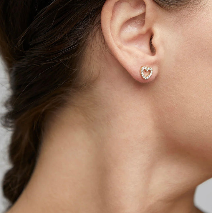 EDIE CRYSTAL HEART EARRINGS GOLD PLATED
