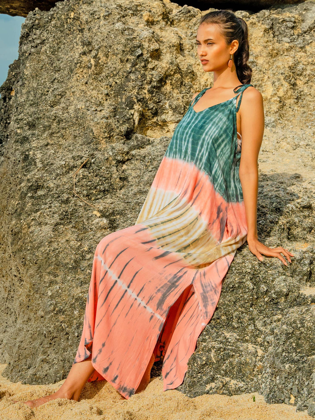 ADJUSTABLE TIE DYE STRAPPY DRESS