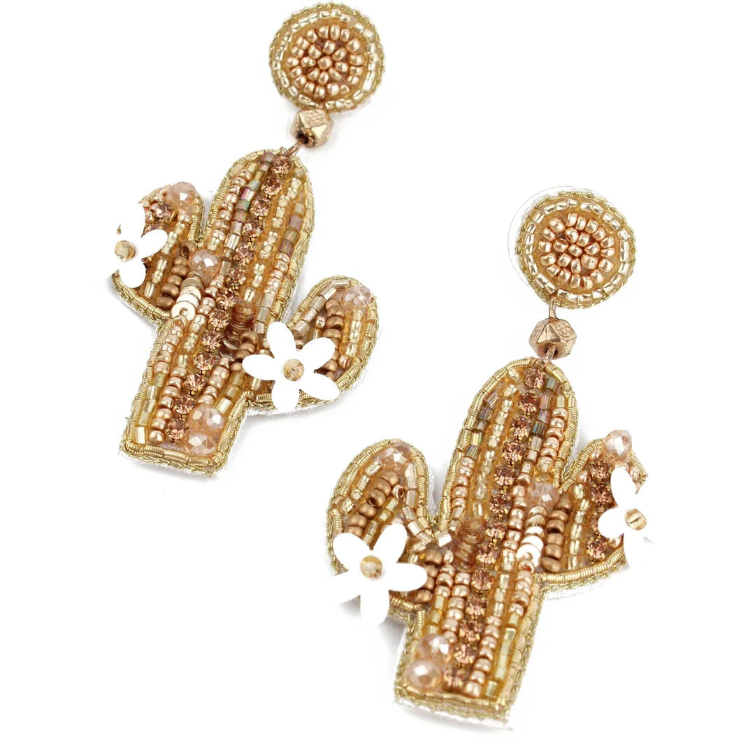 GOLD CACTUS EARRINGS