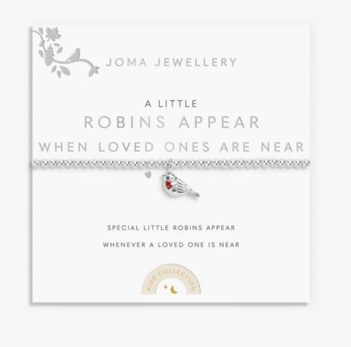 KIDS A LITTLE ROBBINS APPEAR WHEN LOVED ONES ARE NEAR SILVER PLATED BRACELET