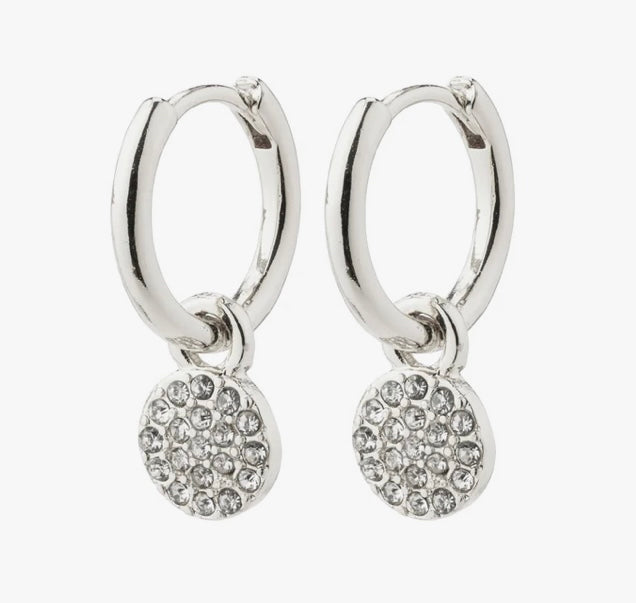 CHAYENNE RECYCLED SILVER PLATED CRYSTAL HOOP EARRINGS