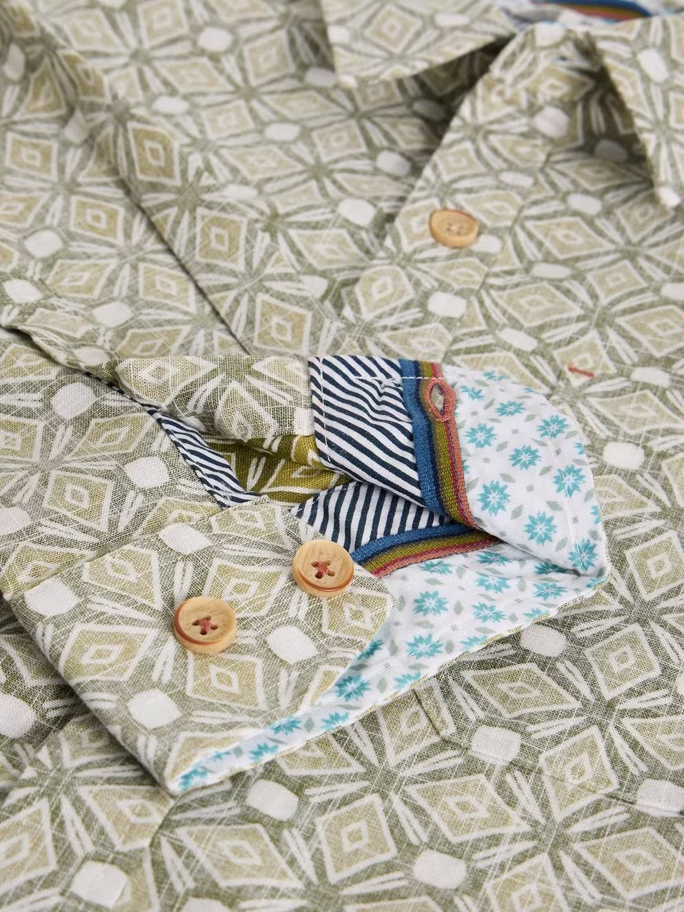 FINSBURY TILE PRINT SHIRT GREEN PRINT