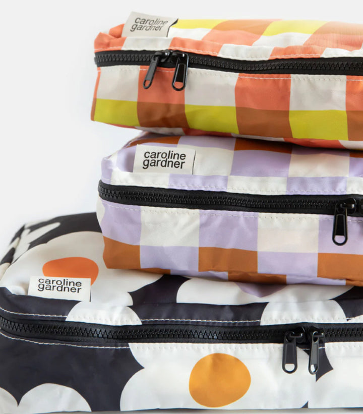 MULTI FLOWER CHECK SET OF 3 PACKING CUBES