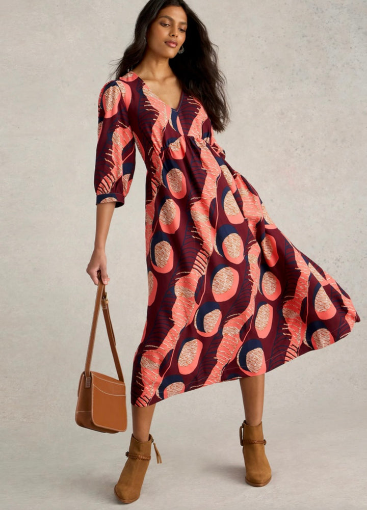 PLUM PRINT LUCY MIDI DRESS